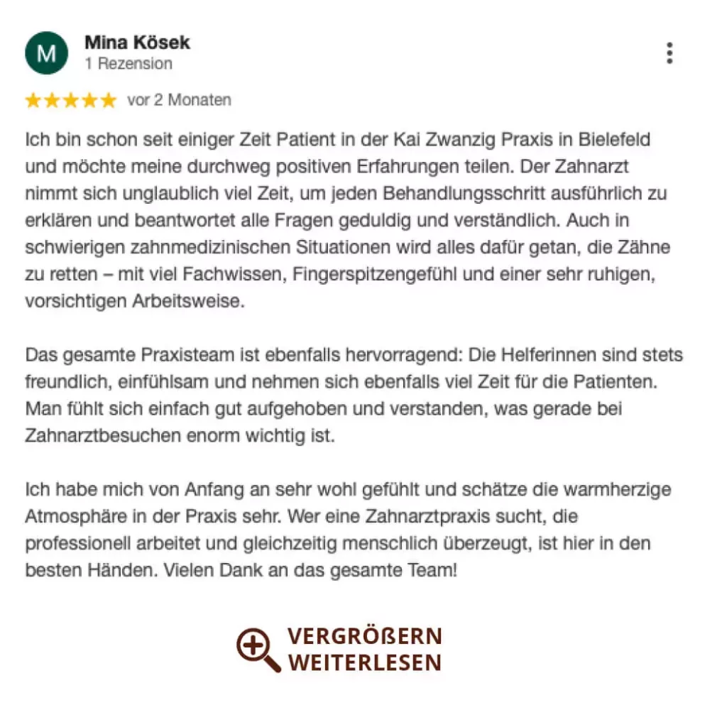 Dr. Zwanzig Bielefeld Zahnarzt Bewertung Rezension