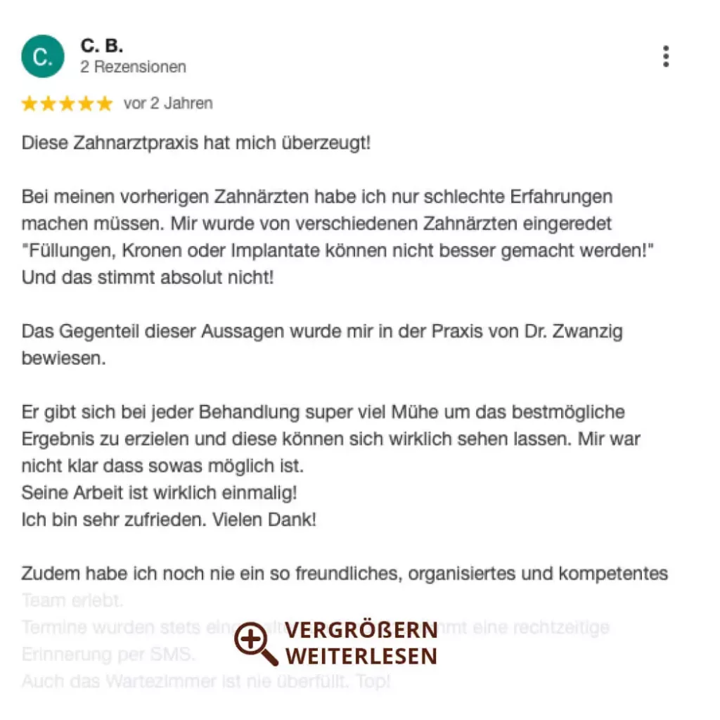 Dr. Zwanzig Bielefeld Zahnarzt Bewertung Rezension