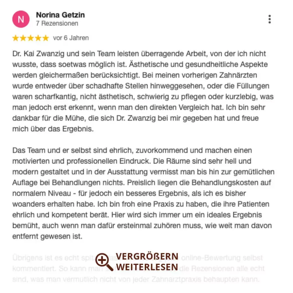 Dr. Zwanzig Bielefeld Zahnarzt Bewertung Rezension