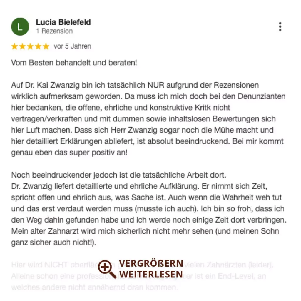 Dr. Zwanzig Bielefeld Zahnarzt Bewertung Rezension