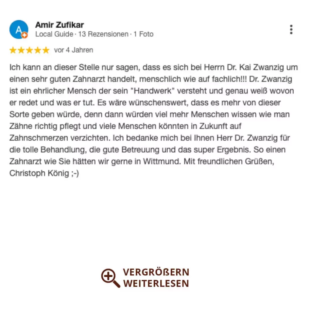 Dr. Zwanzig Bielefeld Zahnarzt Bewertung Rezension